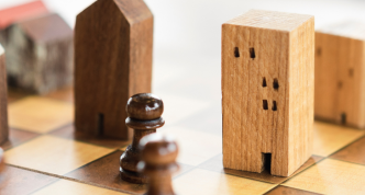 buildings and house models in chess game
