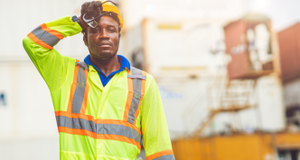 worker in safety colors heatstroke