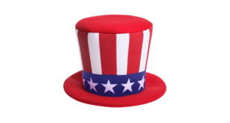 red, white, and blue tophat
