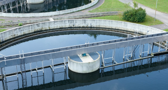 aerial view of water treatment facility