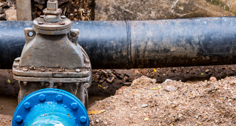 water system pvc plastic pipes in ground during construction