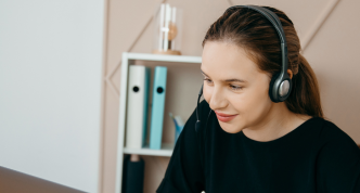 woman listening with headphones