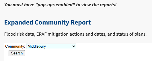 screen shot of flood ready website report section