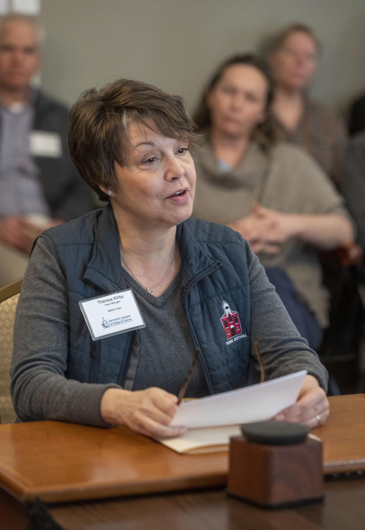 photo of Therese Kirby testifying on April 23, 2026